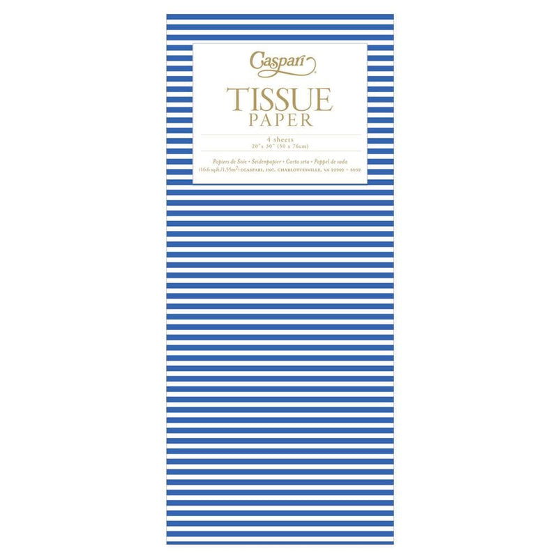 Caspari Mini Stripe Tissue Paper In Navy - 4 Sheets Included
