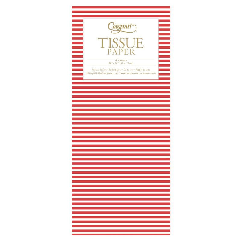 Caspari Mini Stripe Tissue Paper In Red - 4 Sheets Included