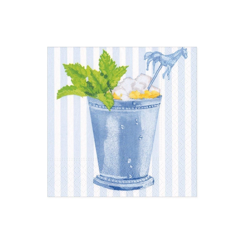caspari Mint Julep Paper Cocktail Napkins in Blue - 20 Per Package