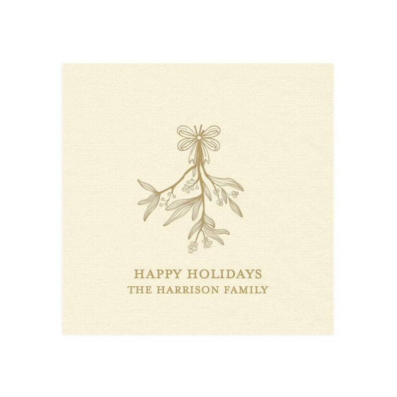 caspari Mistletoe Family Name Personalized Cocktail Napkins