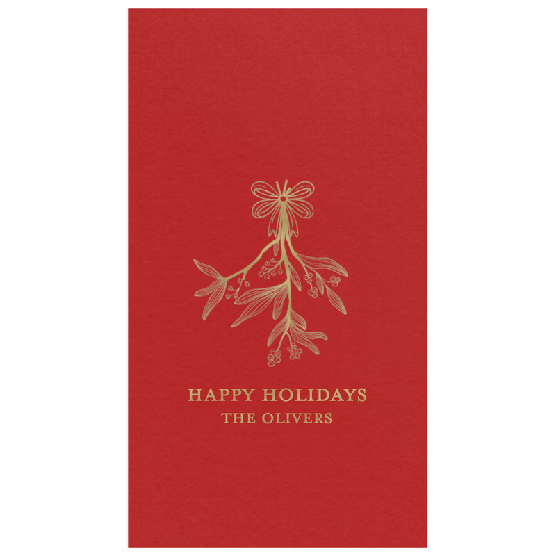 caspari Mistletoe Family Name Personalized Guest Towel Napkins