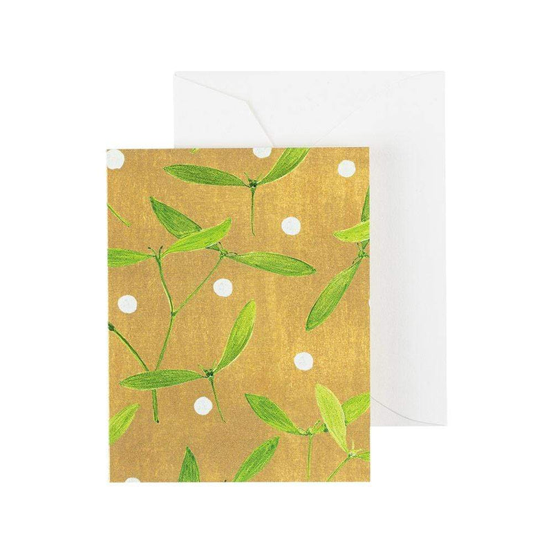 caspari Mistletoe Gift Enclosure Cards - 4 Mini Cards & 4 Envelopes
