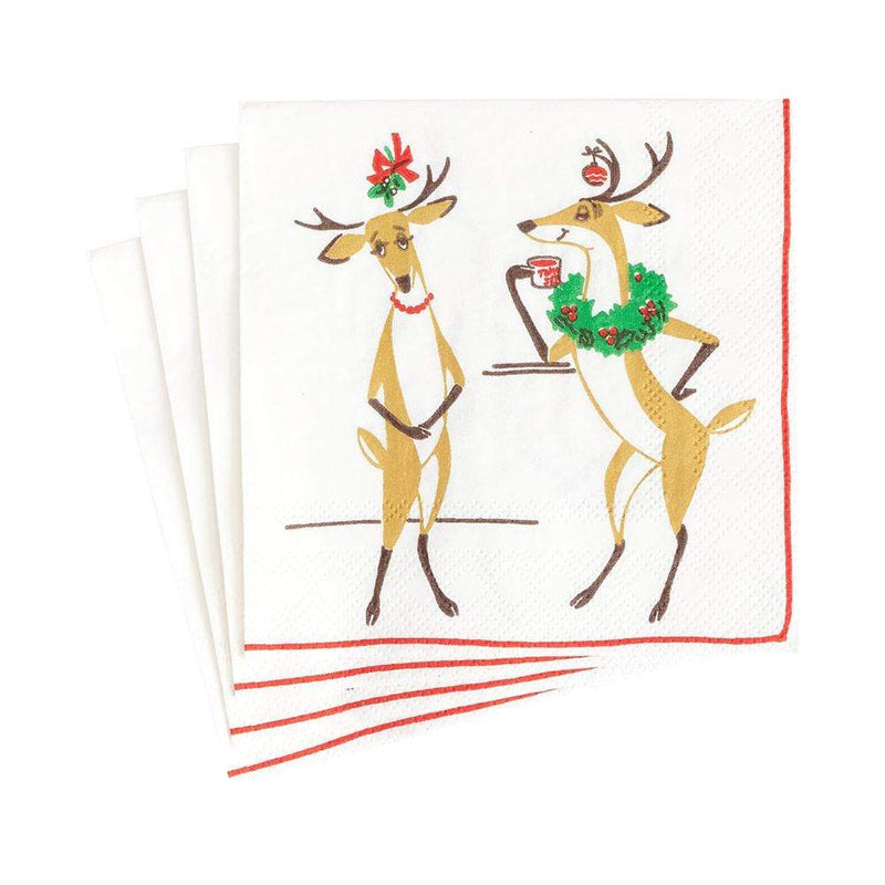 Caspari Mistletoe Meets Toddy Boxed Paper Cocktail Napkins - 40 Per Box