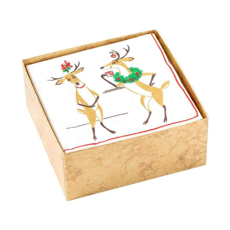 caspari Mistletoe Meets Toddy Boxed Paper Cocktail Napkins - 40 Per Box