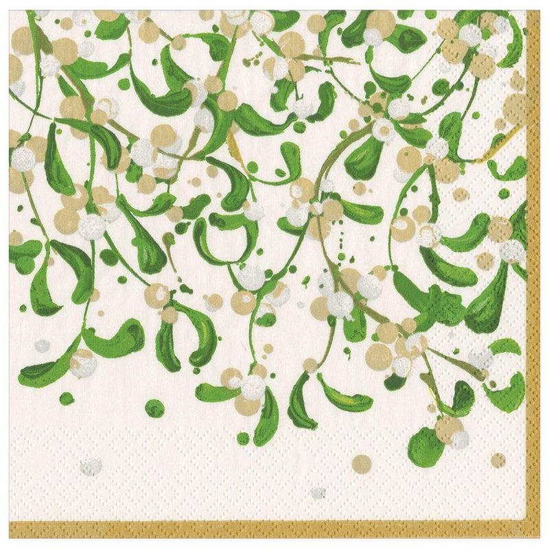 Caspari Modern Mistletoe Paper Dinner Napkins - 20 Per Package