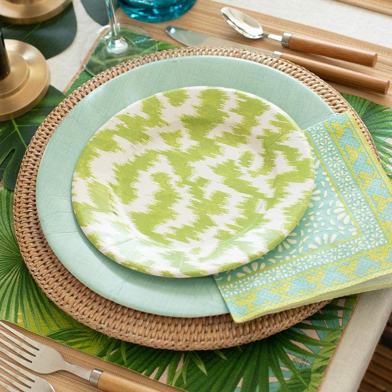 Caspari Modern Moiré Paper Salad & Dessert Plates In Green - 8 Per Package