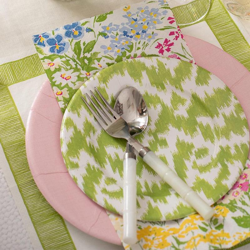 Caspari Modern Moiré Paper Salad & Dessert Plates In Green - 8 Per Package