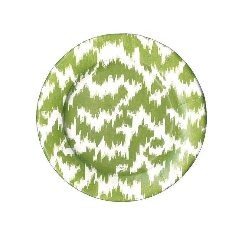 caspari Modern Moiré Paper Salad & Dessert Plates in Green - 8 Per Package