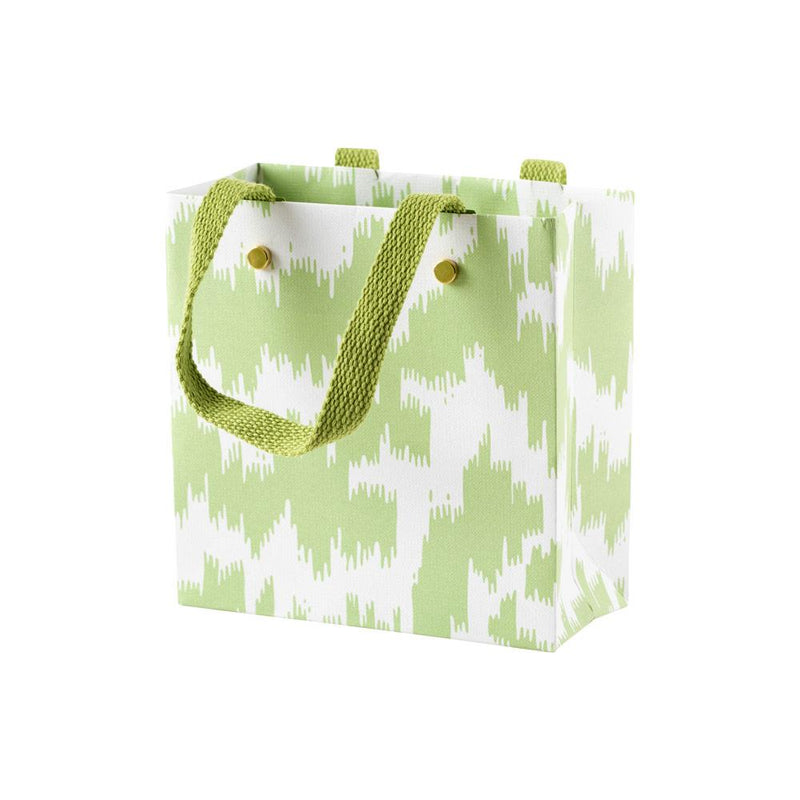 caspari Modern Moiré Small Square Gift Bag in Green - 1 Each