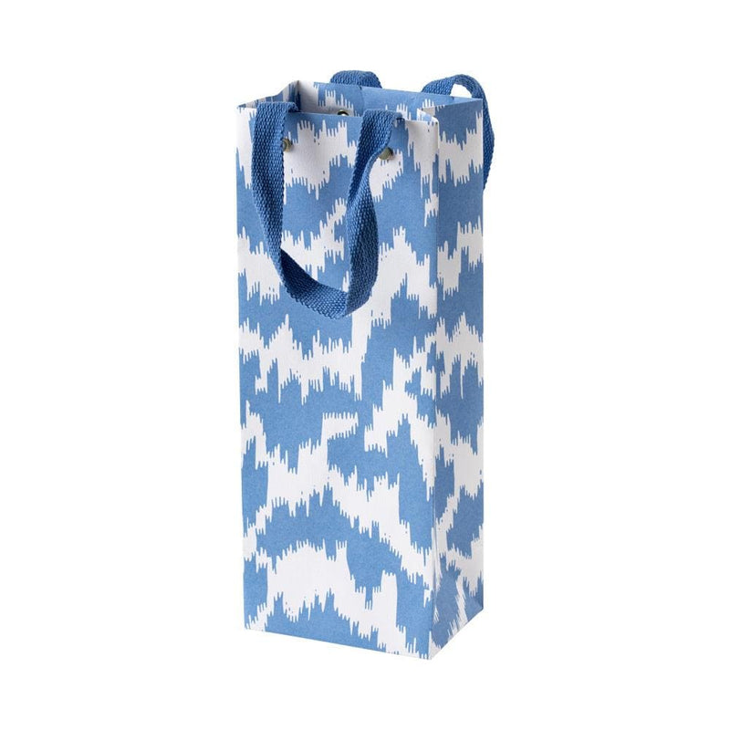 caspari Modern Moiré Wine & Bottle Gift Bag in Blue - 1 Each