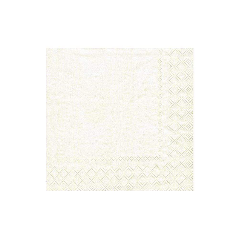 Caspari Moiré Paper Cocktail Napkins In Ivory - 20 Per Package