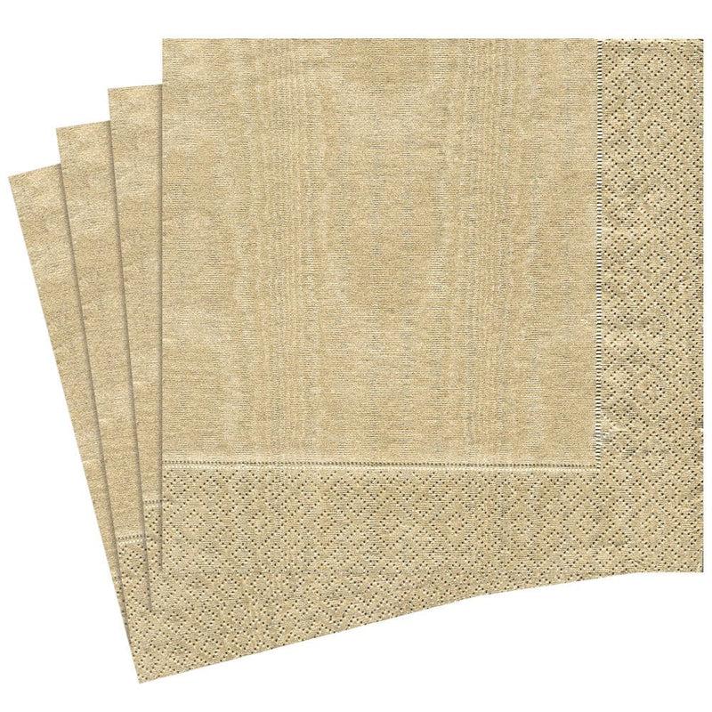 Caspari Moiré Paper Dinner Napkins In Gold - 20 Per Package