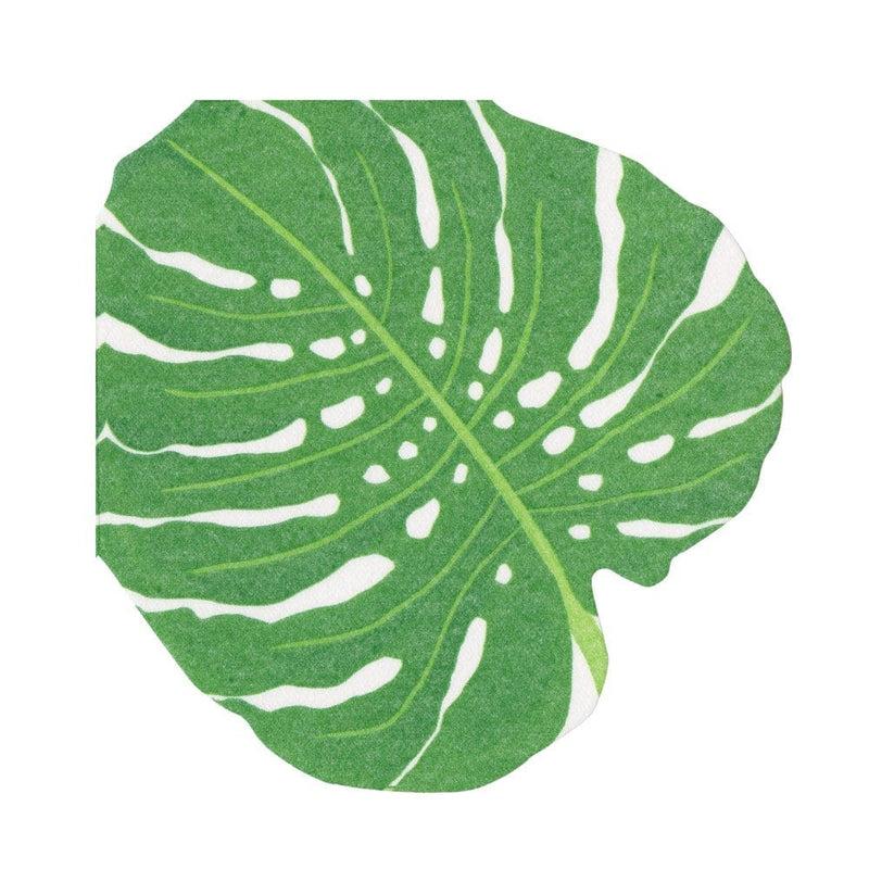 caspari Monstera Die-Cut Paper Linen Party Napkins - 15 Per Package