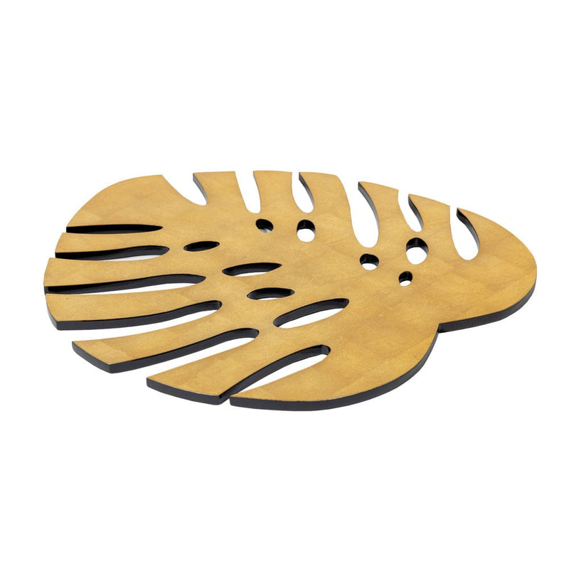 Caspari Monstera Leaf Gold Tabletop Die-Cut Lacquer Placemat