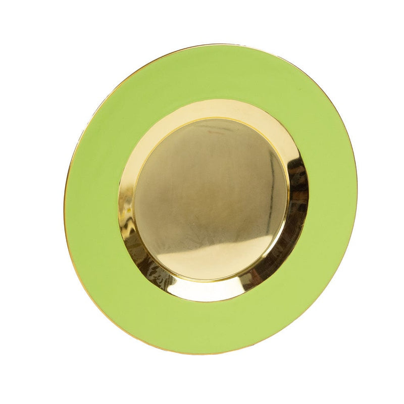 Caspari Moss Green Plate Charger With Gold Interior