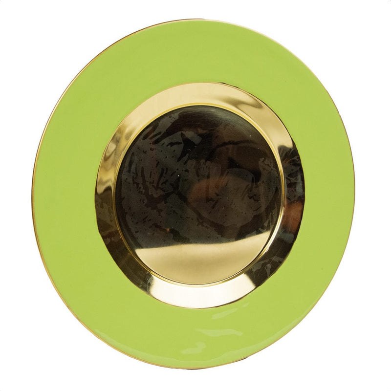 caspari Moss Green Plate Charger with Gold Interior