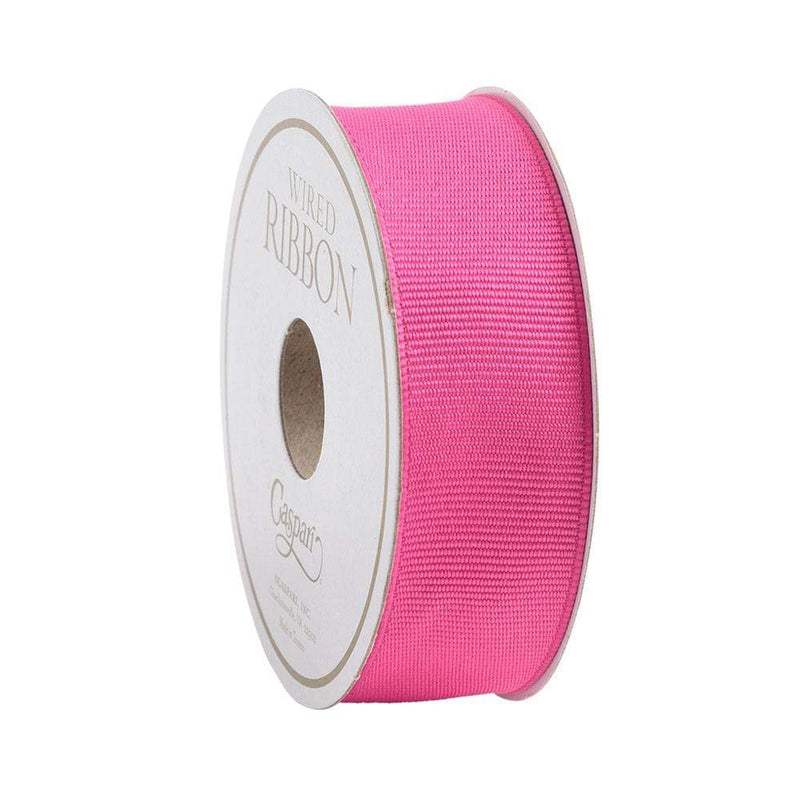 Caspari Narrow Fuchsia Grosgrain Wired Ribbon - 8 Yard Spool