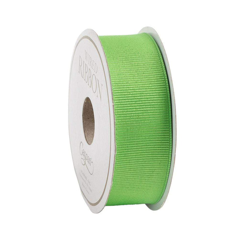 Caspari Narrow Lime Green Grosgrain Satin Wired Ribbon - 8 Yard Spool