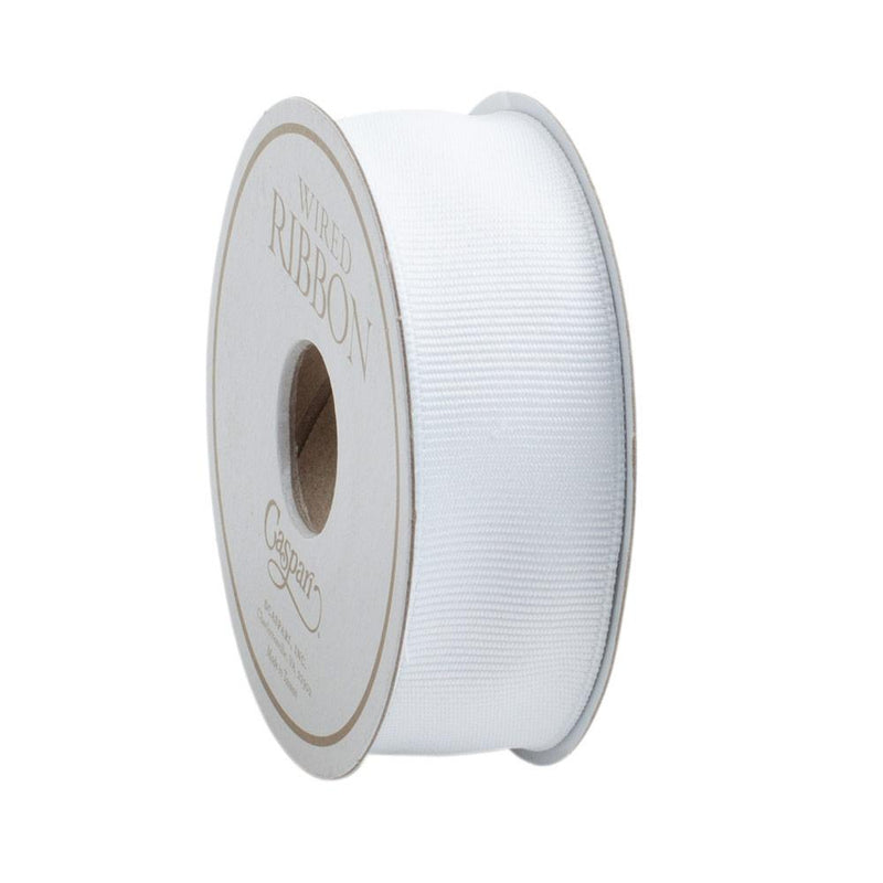 Caspari Narrow White Grosgrain Wired Ribbon - 8 Yard Spool