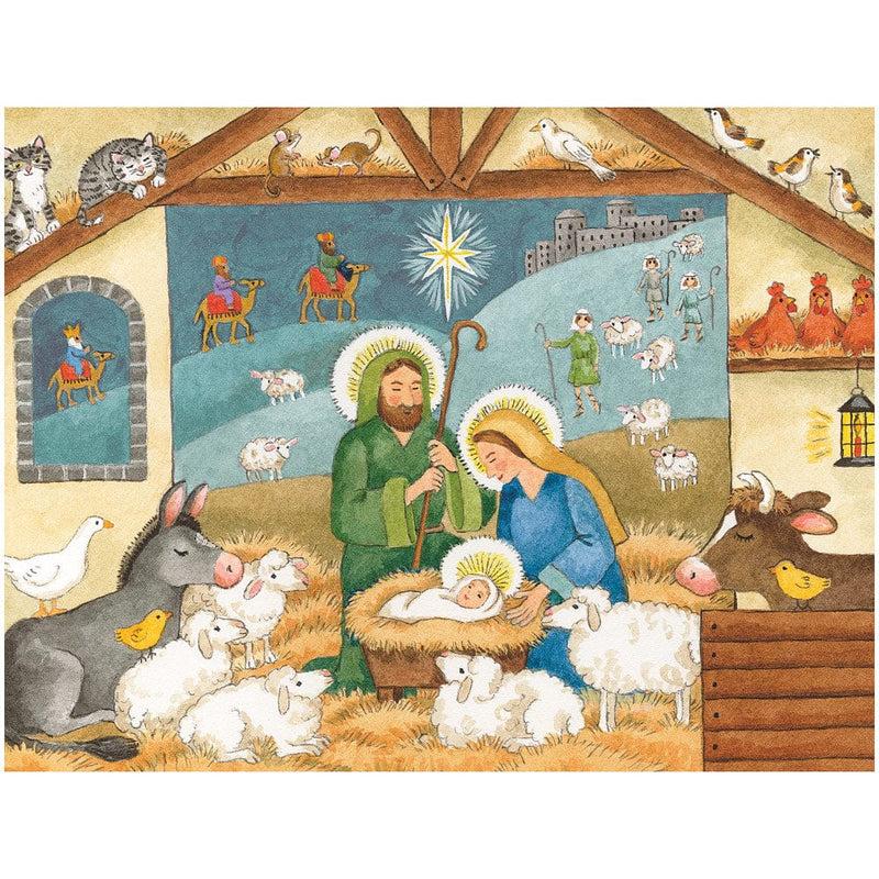 caspari Nativity Manger Personalized Christmas Cards