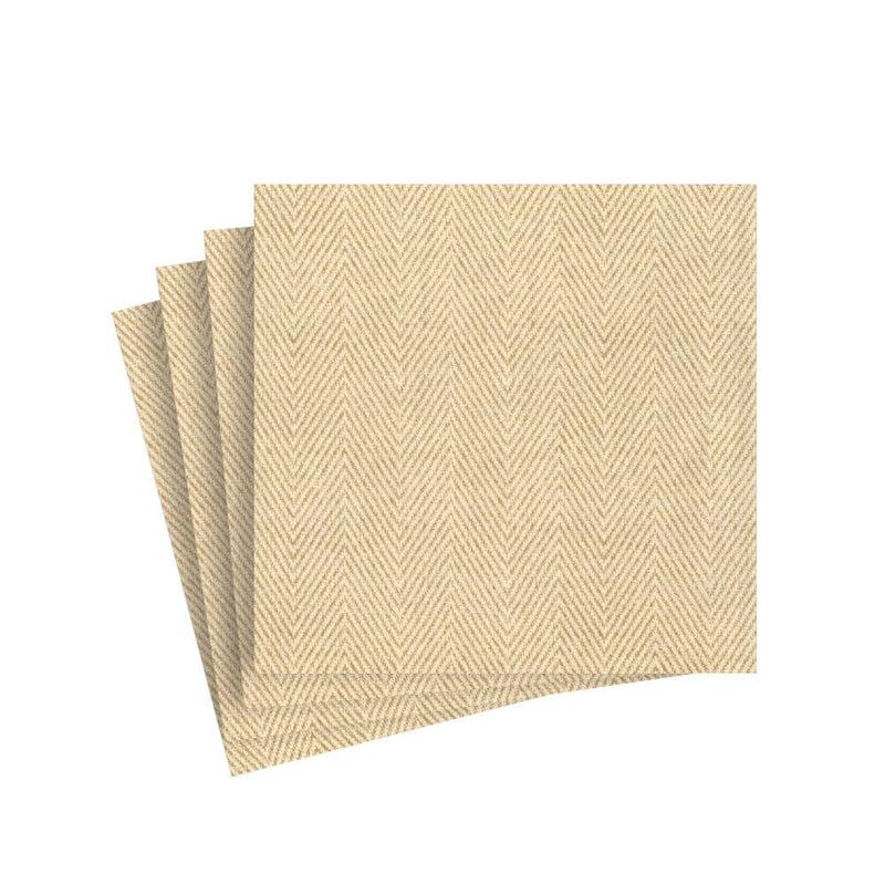 caspari Natural Jute Paper Linen Cocktail Napkins - 15 Per Package