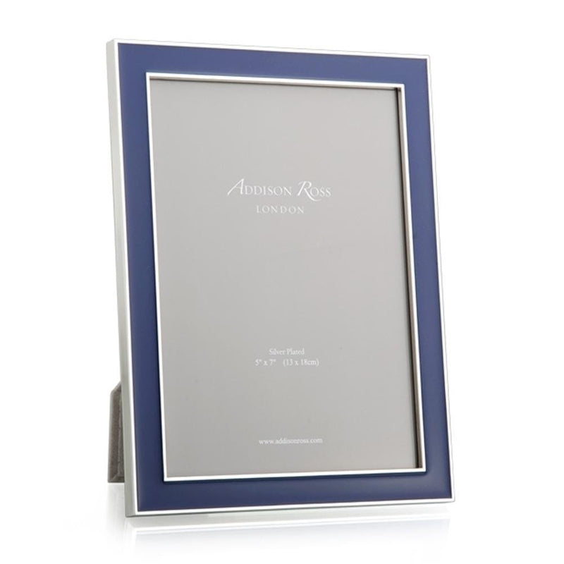 caspari Navy Blue Enamel 4" x 6" Picture Frame with Silver Trim - 1 Each