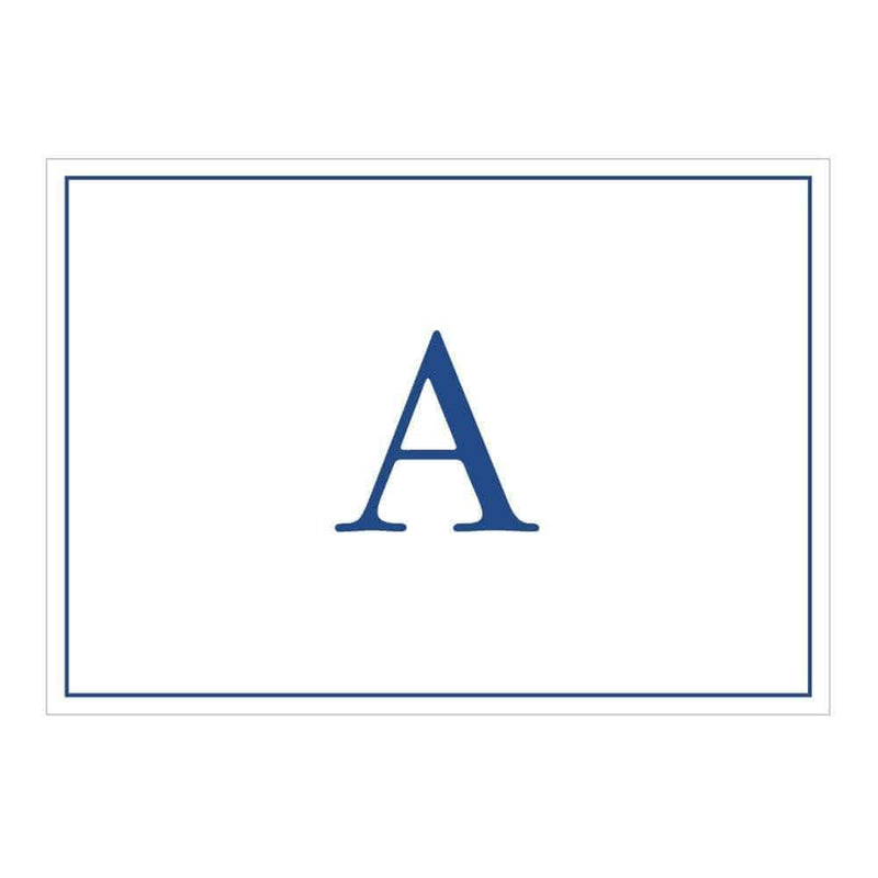 Caspari Navy Embossed Single Initial Boxed Note Cards - 8 Note Cards & 8 Envelopes