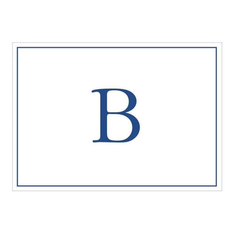 Caspari Navy Embossed Single Initial Boxed Note Cards - 8 Note Cards & 8 Envelopes