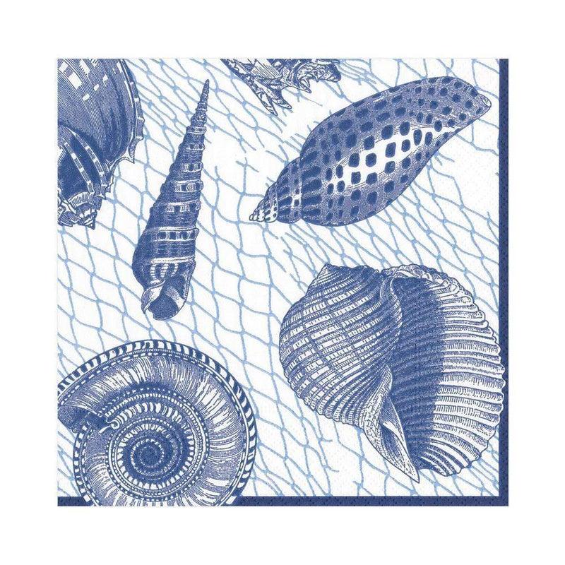 caspari Netting and Shells Paper Luncheon Napkins in Blue - 20 Per Package