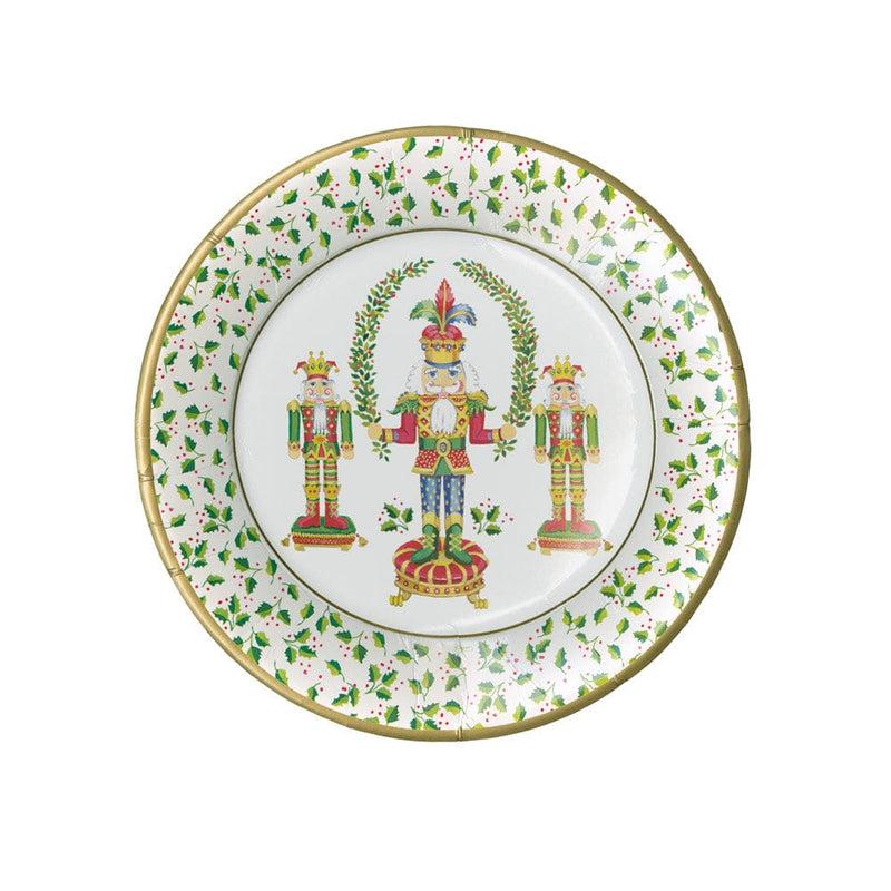 caspari Nutcracker Christmas Salad & Dessert Plates - 8 Per Package