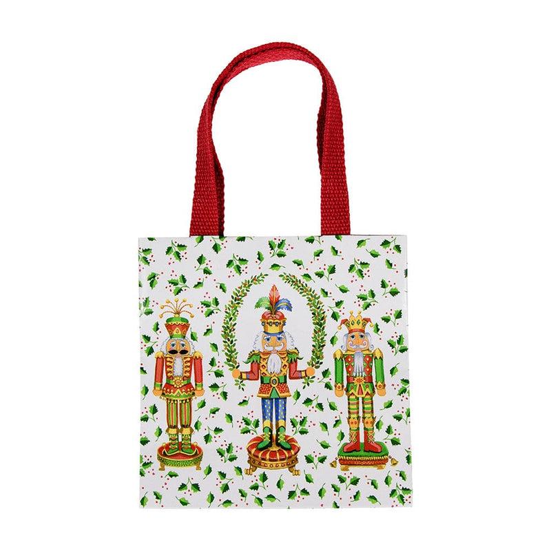 Caspari Nutcracker Christmas White Small Square Gift Bag - 1 Each