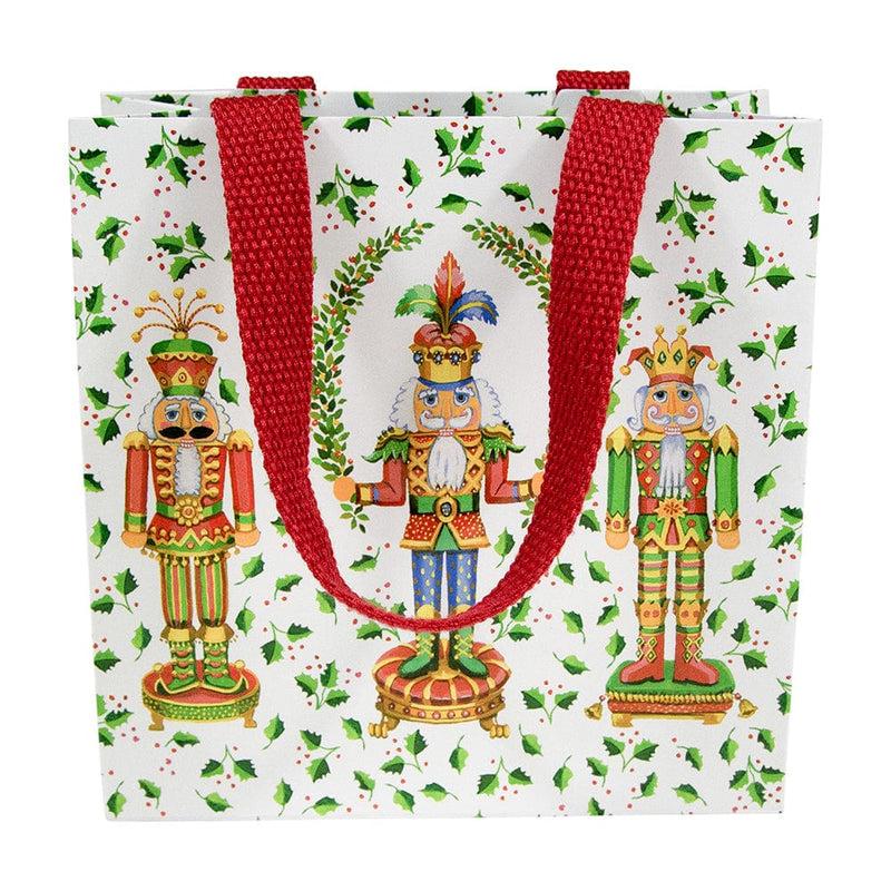 Caspari Nutcracker Christmas White Small Square Gift Bag - 1 Each