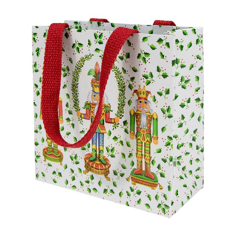 caspari Nutcracker Christmas White Small Square Gift Bag - 1 Each