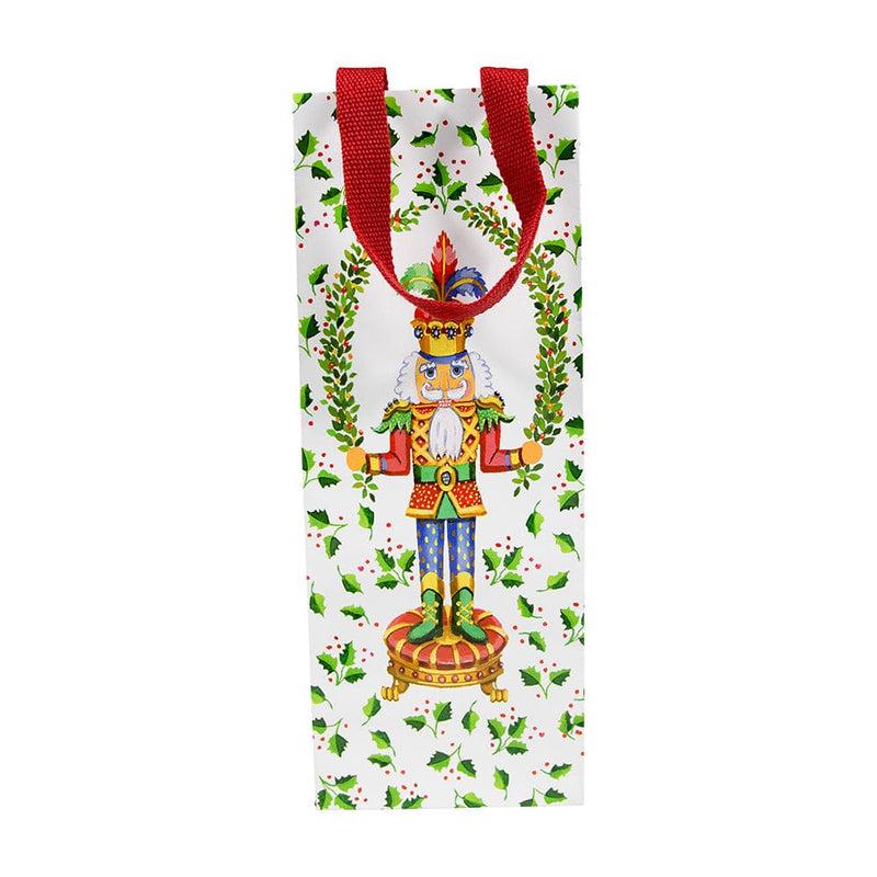 Caspari Nutcracker Christmas White Wine & Bottle Gift Bag - 1 Each