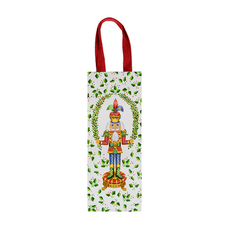 Caspari Nutcracker Christmas White Wine & Bottle Gift Bag - 1 Each