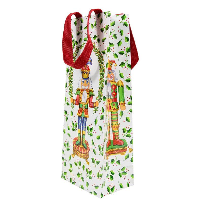 caspari Nutcracker Christmas White Wine & Bottle Gift Bag - 1 Each