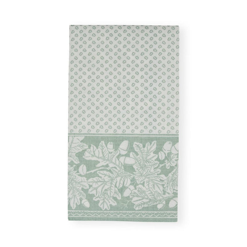 caspari Oak Leaves & Acorns Paper Linen Guest Towel Napkins in Sage Green/Ivory - 12 Per Package