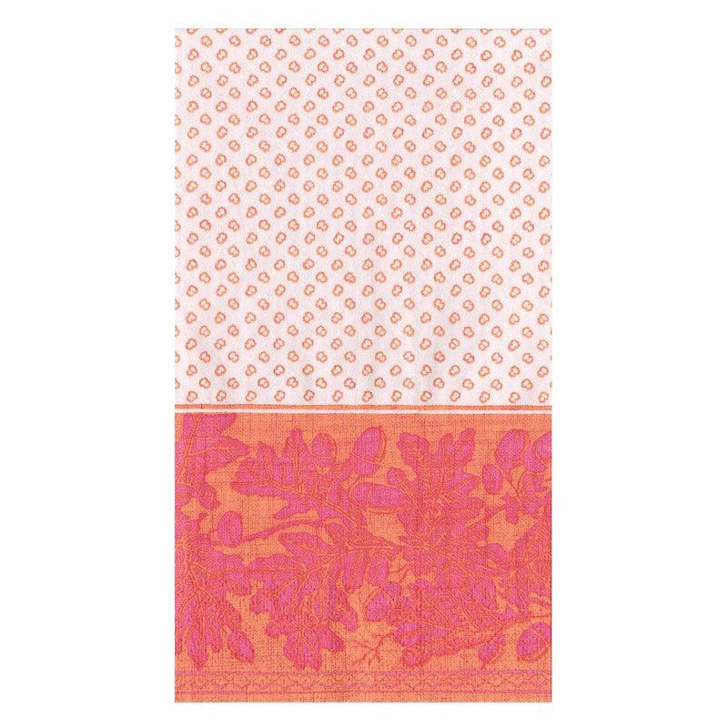 caspari Oak Leaves & Acorns Paper Linen Guest Towel Napkins in Orange/Fuchsia - 12 Per Package
