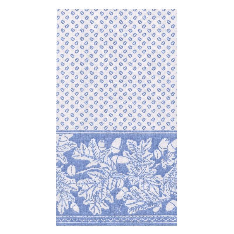 caspari Oak Leaves & Acorns Paper Linen Guest Towel Napkins in French Blue/White - 12 Per Package