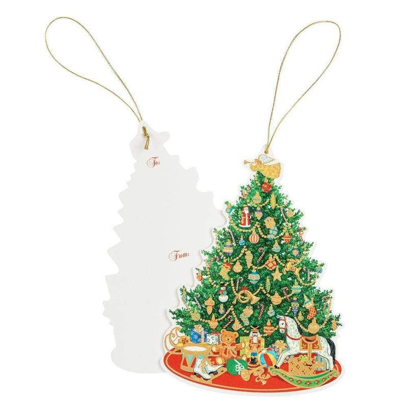 Caspari Oh Christmas Tree Decorative Die-Cut Gift Tag - 4 Per Package