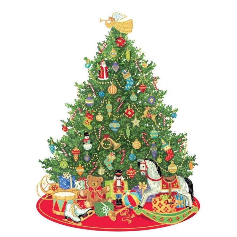 Caspari Oh Christmas Tree Decorative Die-Cut Gift Tag - 4 Per Package