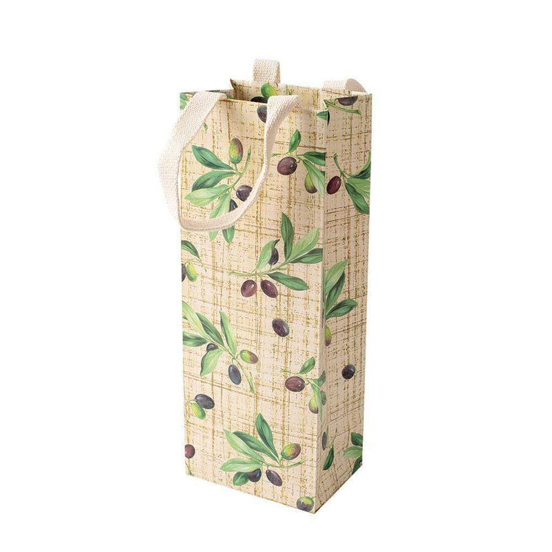 caspari Olive Grove Wine & Bottle Gift Bag in Natural - 1 Each