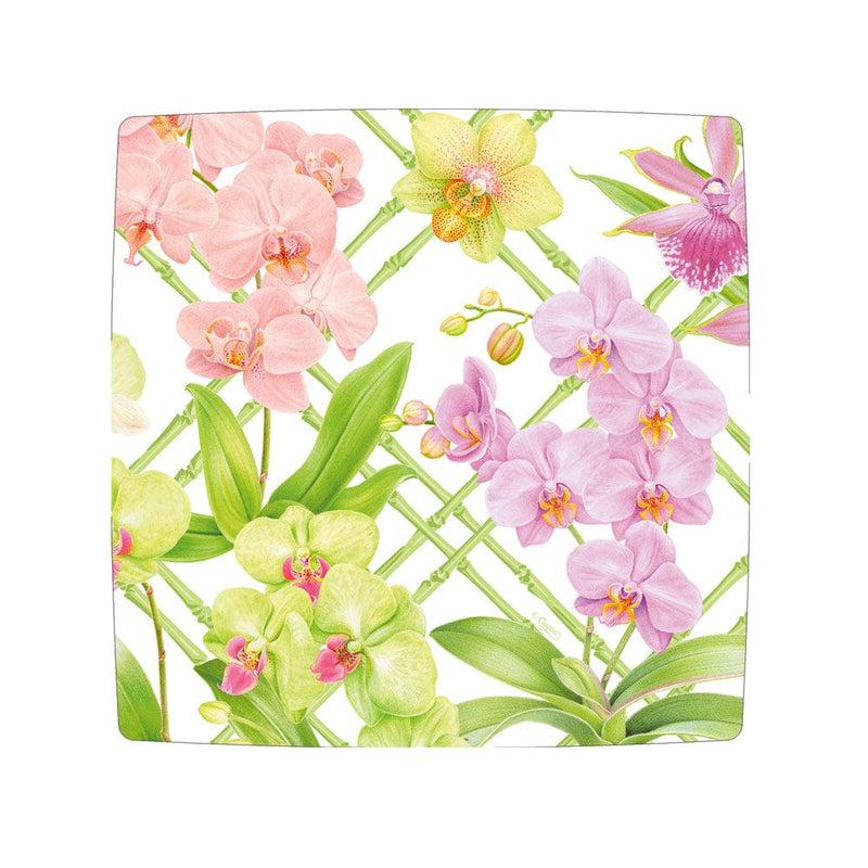 Caspari Orchid Conservatory Square Paper Salad & Dessert Plates - 8 Per Package