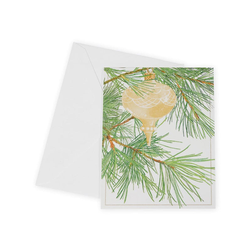 caspari Ornament Among Pine Boxed Christmas Cards - 15 Cards & 15 Envelopes