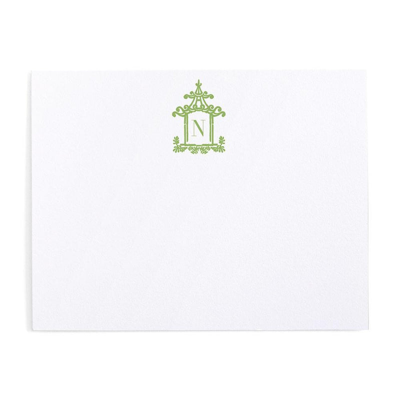 caspari Pagoda Toile Personalized Single Initial Correspondence Cards