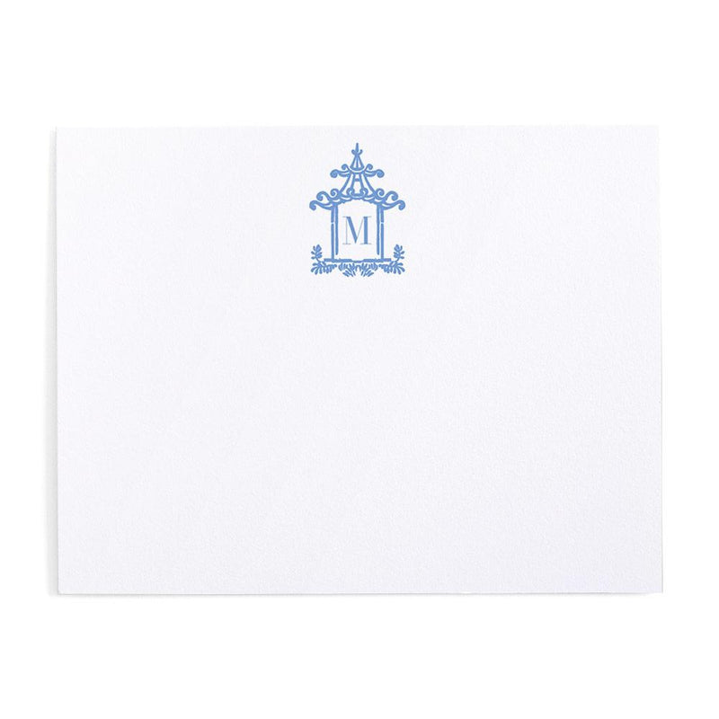 caspari Pagoda Toile Personalized Single Initial Correspondence Cards