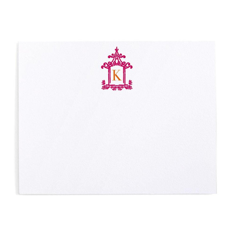 caspari Pagoda Toile Personalized Single Initial Correspondence Cards