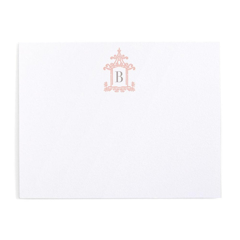 caspari Pagoda Toile Personalized Single Initial Correspondence Cards