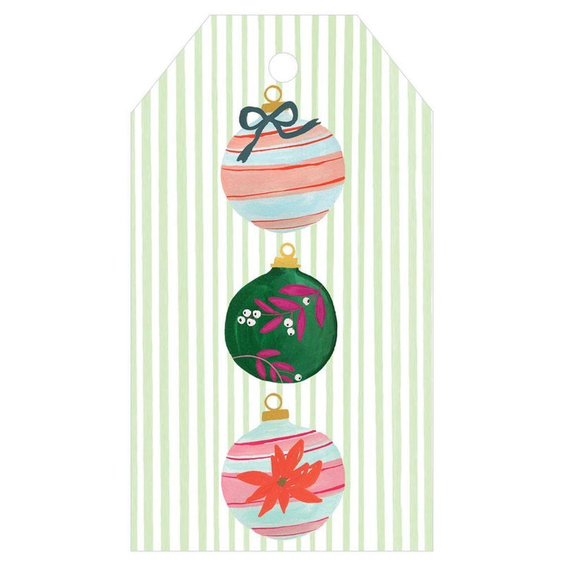 Caspari Painted Ornaments Classic Foil Gift Tags - 4 Per Package