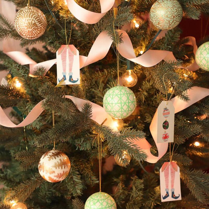 Caspari Painted Ornaments Classic Foil Gift Tags - 4 Per Package